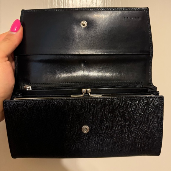 VINTAGE Celine Wallet Long Folded Plate Calf Leather - Picture 4 of 9